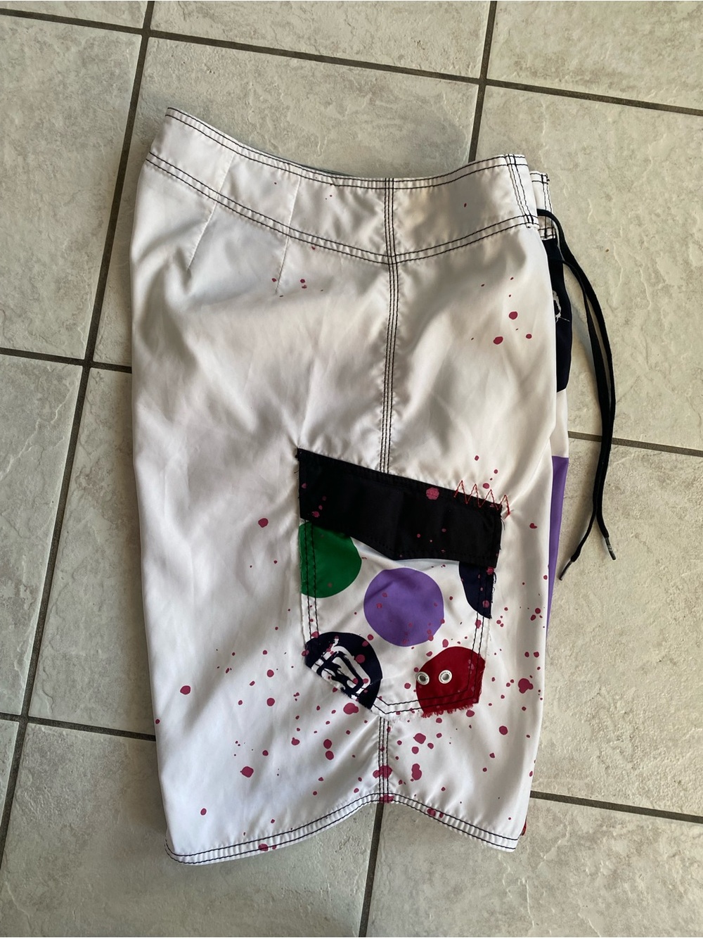 Vintage Billabong Boardshorts Y2K Multicolor Paint Splatter Surf Shorts 34 - Picture 6 of 16
